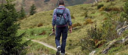 Man with backpack hiking