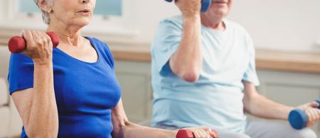 An older couple working out 