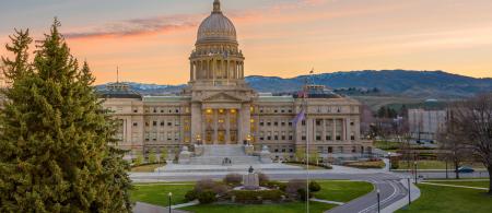 View of state capitol building in Boise, ID