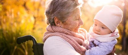 Grandmother holding baby