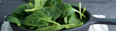 Spinach in cast iron skillet