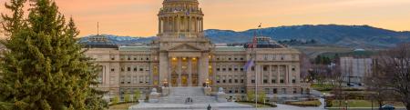 View of state capitol building in Boise, ID