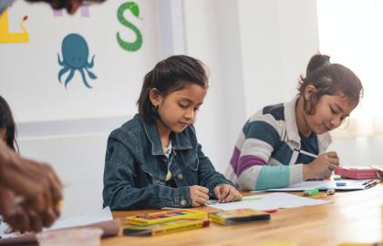 School-aged children in a classroom
