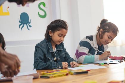 School-aged children in a classroom