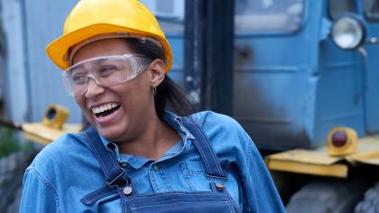Construction worker smiling