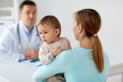 Mom at doctor with child