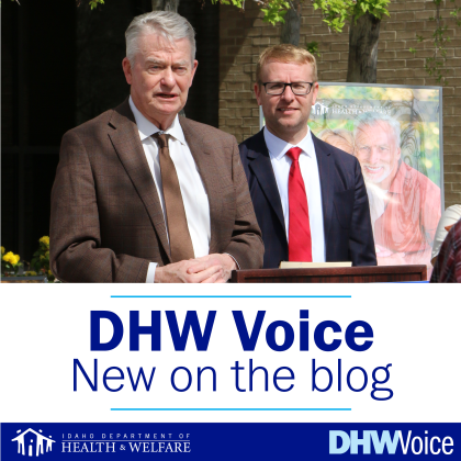 Idaho Gov. Brad Little and DHW Director Alex Adams