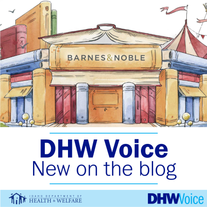 Photo of Barnes & Noble, text says DHW Voice on the Blog