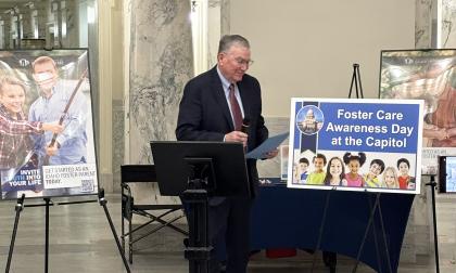 Idaho Lieutenant Governor Scott Bedke reads a proclamation at the Capitol Building for Foster Care Awareness Day on Feb 18 2026